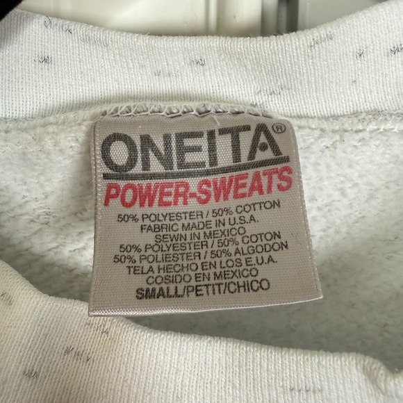 Vintage Nevada Wolf Sweatshirt Mens Small White 90s Nature Graphic Oneita 1990 - Picture 7 of 8